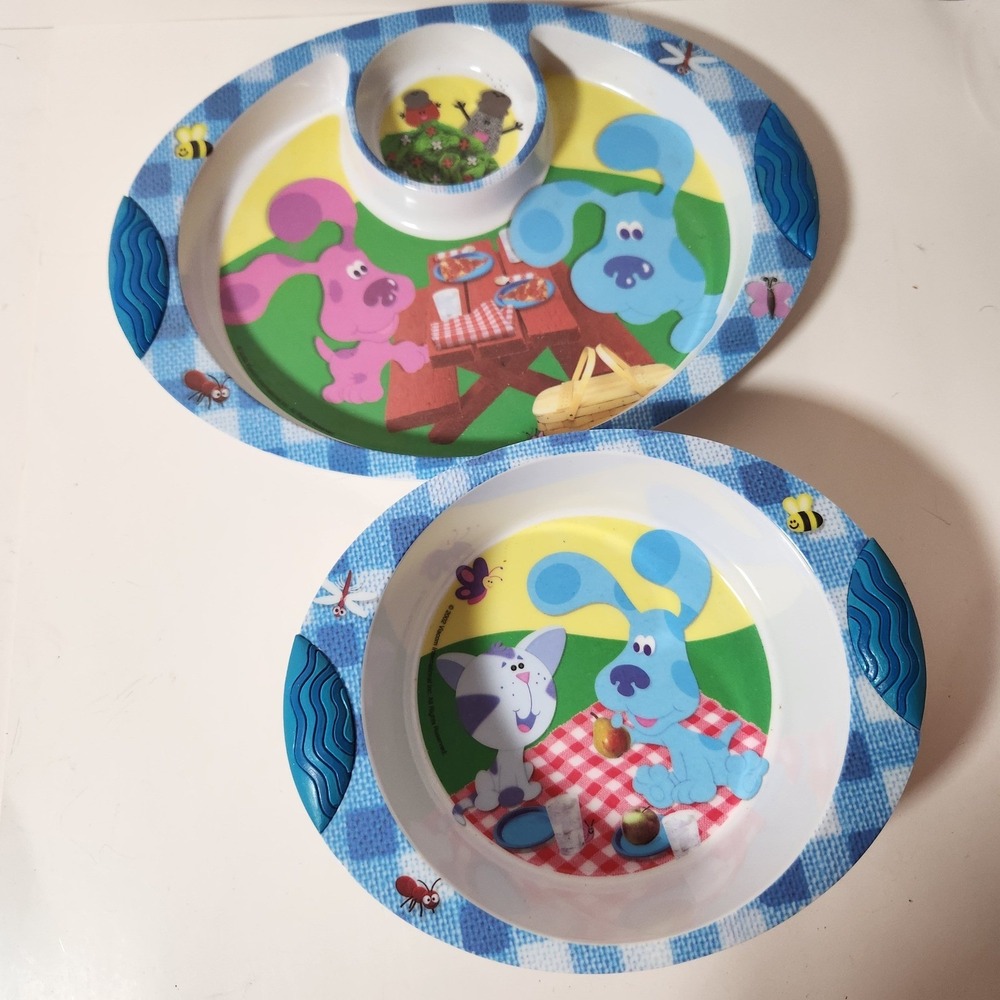 Vintage‎ 2002 Blues Clues Zak Designs Melamine Divided Plate and Bowl Set Picnic